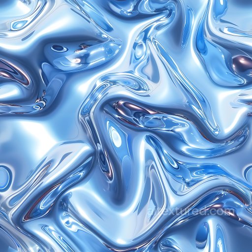 Inflated PBR Texture of Glossy Fluid Blue Surfaces seamless Inflated PBR texture