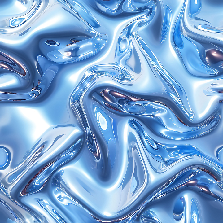 Inflated of Glossy Fluid Blue Surfaces seamless PBR texture preview