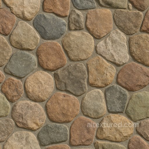Fieldstone Mix Irregular Mosaic seamless Stone PBR texture