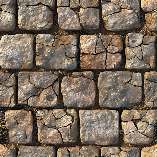 Stone Pavement PBR Texture with Cracked Weathered Blocks in Warm Tones seamless Stone PBR texture
