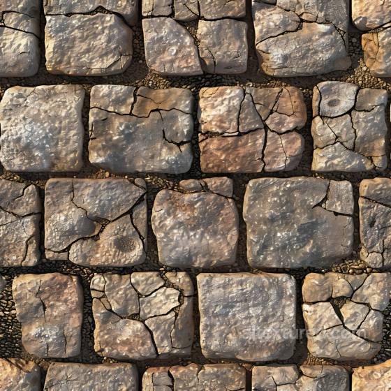 Stone Pavement PBR Texture with Cracked Weathered Blocks in Warm Tones Stone texture preview