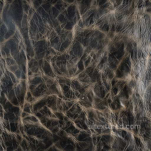 Aged Black Cracked Leather Seamless Texture with Deep Wrinkles and Patina seamless Leather PBR texture