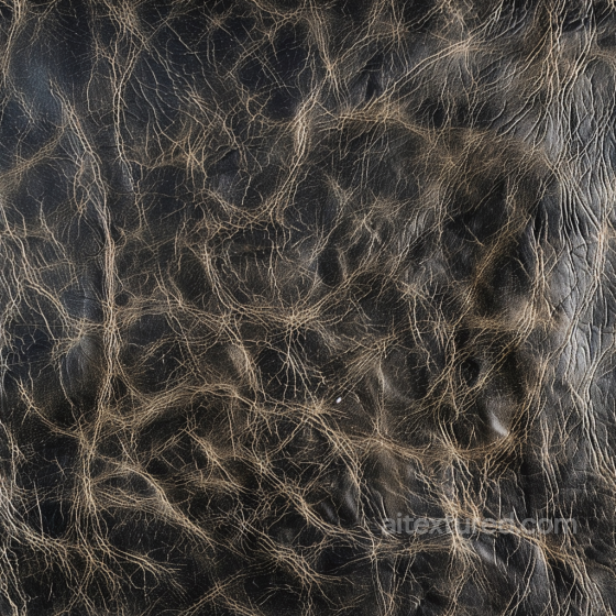 Aged Black Cracked Leather Seamless Texture with Deep Wrinkles and Patina Leather texture preview