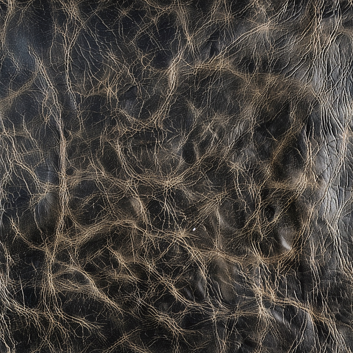 Aged Black Cracked Leather with Deep Wrinkles and Patina seamless PBR texture preview