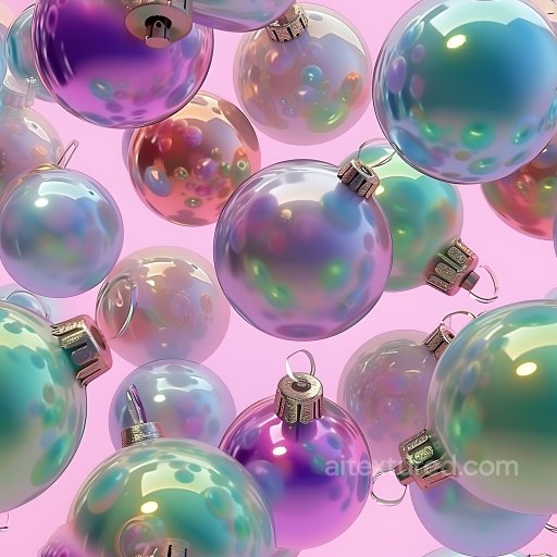 Inflated PBR Texture of Iridescent Christmas Ornaments Spheres seamless Inflated PBR texture