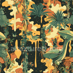 seamless Seamless 3D Stylized Jungle Camouflage PBR Texture with Organic Flora Elements texture 8k free download PBR