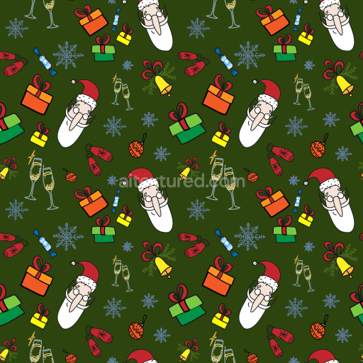Seamless 3D PBR Digital Paper Texture with Christmas Motifs on Green