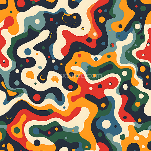 Seamless 3D Stylized Retro Camouflage PBR Texture with Vibrant Color Layers