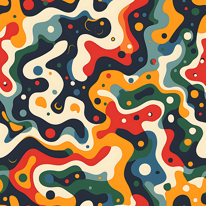 Stylized Retro Camouflage with Vibrant Color Layers seamless PBR texture preview