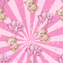 seamless Seamless 3D PBR Texture Featuring Pink Teddy Bears and Balloon Hearts texture 8k free download PBR