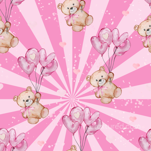 Featuring Pink Teddy Bears and Balloon Hearts seamless Baby girl PBR texture