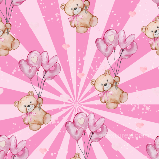 Featuring Pink Teddy Bears and Balloon Hearts Baby girl texture preview
