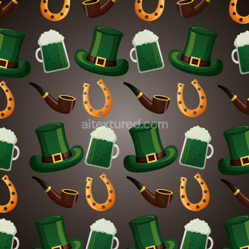 Seamless 3D PBR Digital Paper Texture with St Patrick Icons Pattern