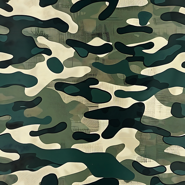 Woodland Camouflage with Organic Blotches and Subtle Fabric Detail seamless PBR texture preview