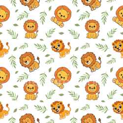Pattern Bundle - Seamless 3D PBR Texture with Cute Cartoon Lion and Leaf Pattern texture preview