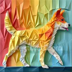 seamless Seamless 3D PBR Texture of Low-Poly Origami Carolina Dog in Vibrant Colors texture 8k free download PBR