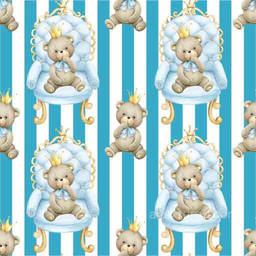 Baby Boy Texture of Cute Teddy Bears on Blue Striped Fabric seamless Baby Boy  PBR texture