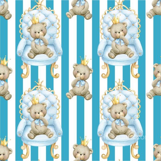 Baby Boy Texture of Cute Teddy Bears on Blue Striped Fabric Baby Boy texture preview