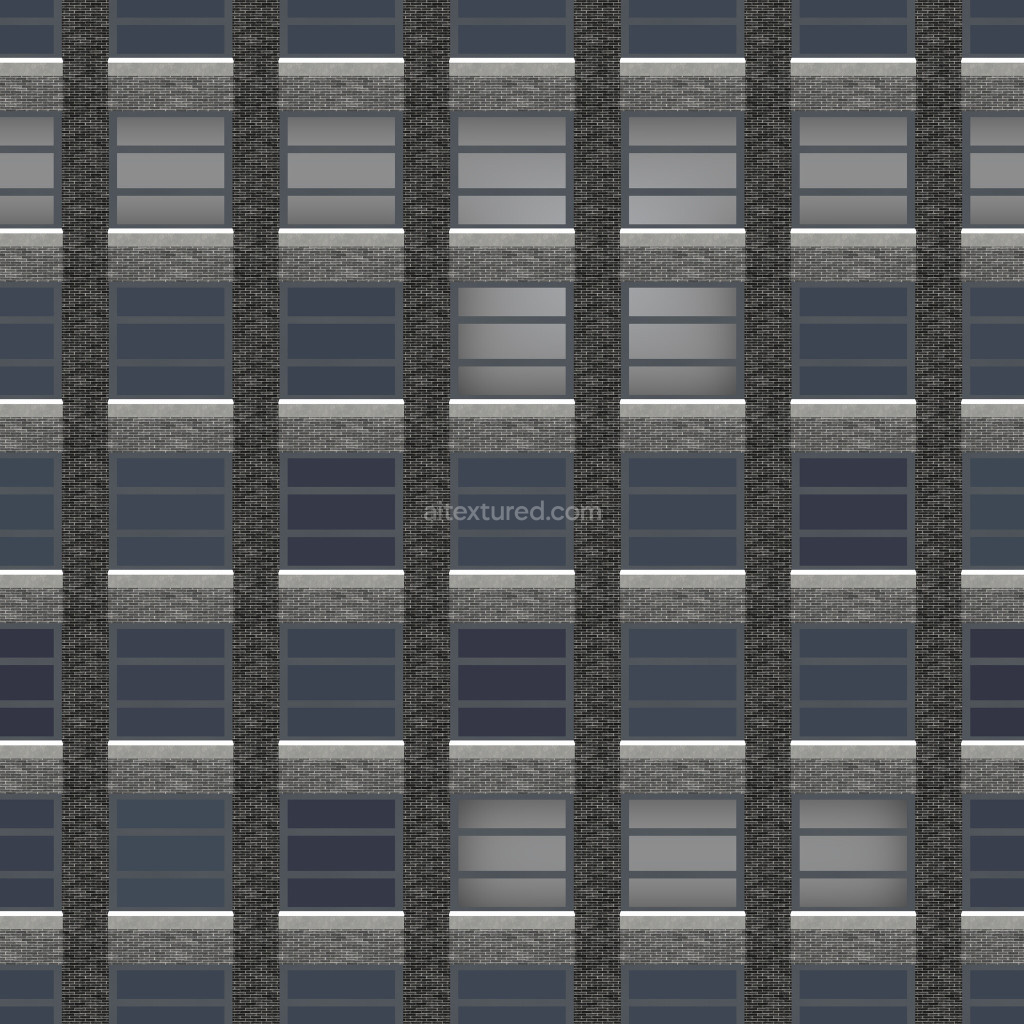 Seamless PBR facade texture featuring windows and concrete