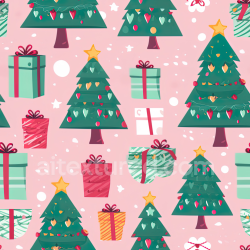 seamless Seamless 3D PBR Christmas Digital Paper Texture with Festive Trees and Gift Boxes texture 8k free download PBR