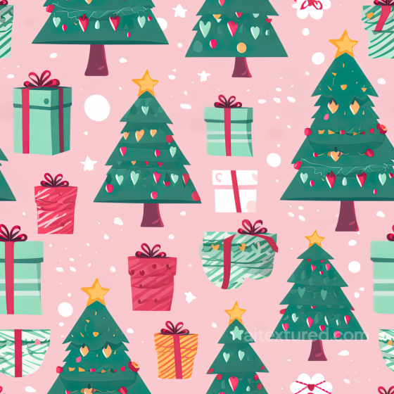 Christmas Digital Paper Texture with Festive Trees and Gift Boxes All Christmas Digital paper texture preview