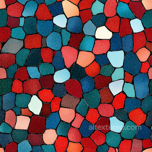 Mosaic PBR Texture with Cracked Colorful Ceramic Tiles seamless Mosaic PBR texture