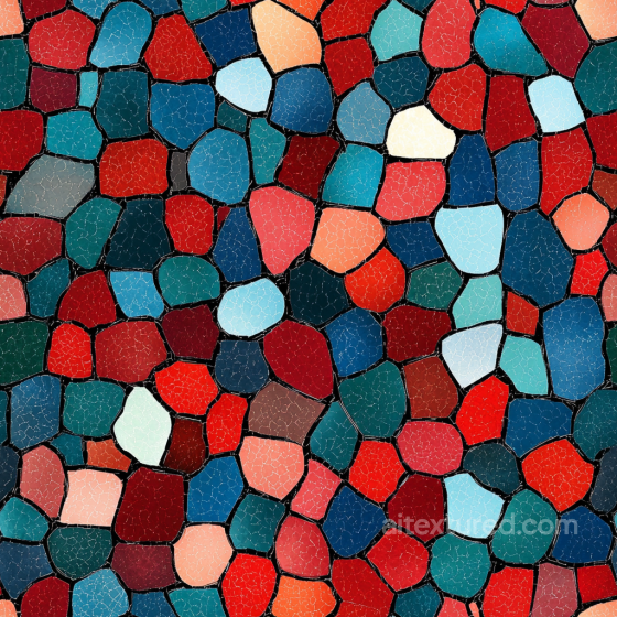 Mosaic PBR Texture with Cracked Colorful Ceramic Tiles Mosaic texture preview