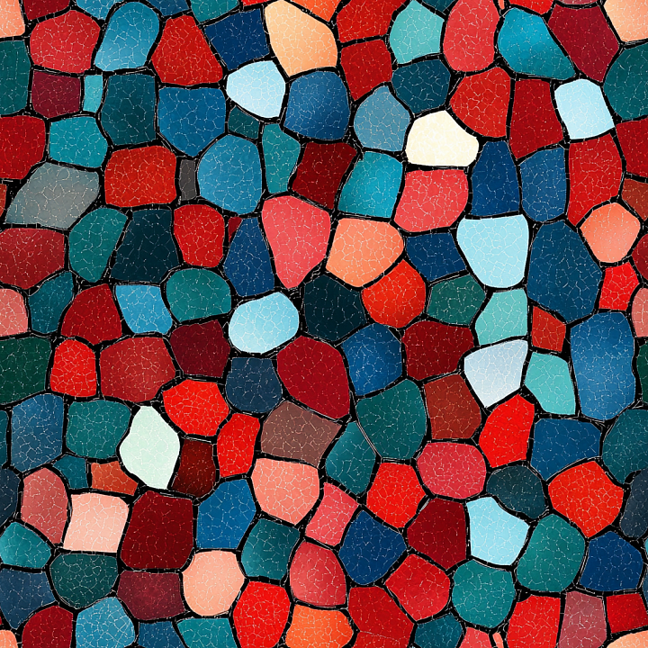 Mosaic with Cracked Colorful Ceramic Tiles seamless PBR texture preview