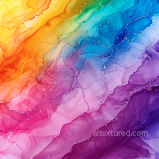 Alcohol Ink PBR Texture with Vibrant Rainbow Fluid Waves and Soft Marbling seamless Alcohol ink PBR texture