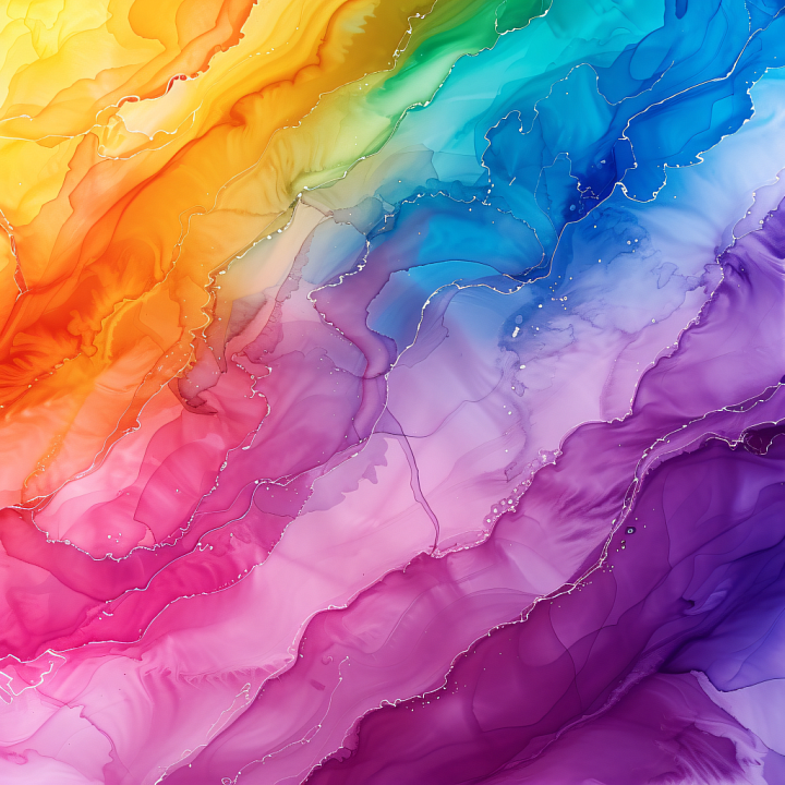 Alcohol Ink with Vibrant Rainbow Fluid Waves and Soft Marbling seamless PBR texture preview