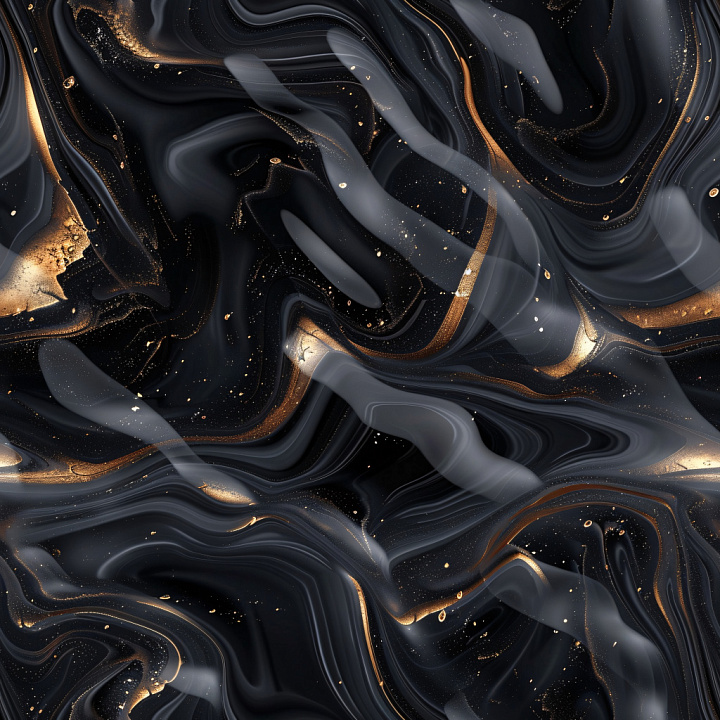 Glossy Black Lacquer With Gold Swirls seamless PBR texture preview