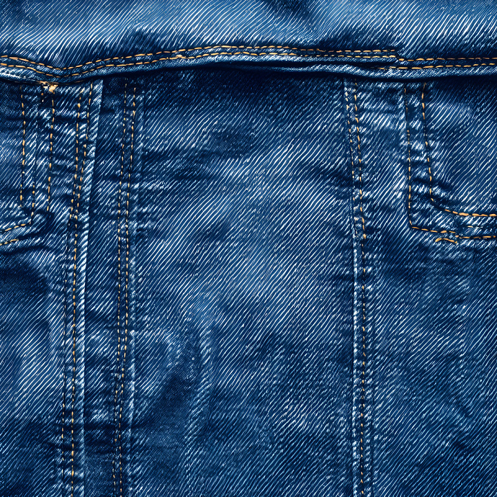 Cracked Denim with Faded Blue and Stitch Detailing seamless PBR texture preview