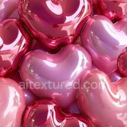 seamless Seamless 3D Inflated PBR Texture of Glossy Pink Heart-Shaped Vinyl Balloons texture 8k free download PBR