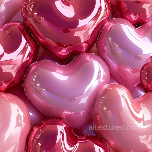 Inflated Heart-Shaped Vinyl PBR Texture with Glossy Surface seamless Inflated PBR texture