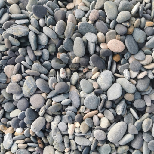 High-resolution natural river stones texture with smooth rounded pebbles