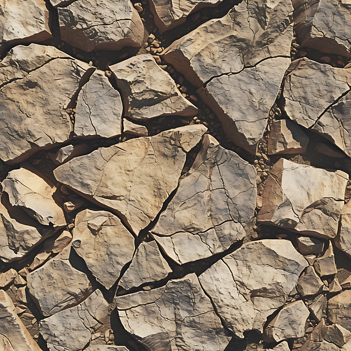 Cracked Stone Ground with Large Angular Shards and Natural Earth Gaps seamless PBR texture preview