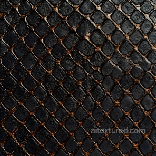 reptilian black scaled skin PBR texture with glossy reptile scale detail seamless Skin PBR texture