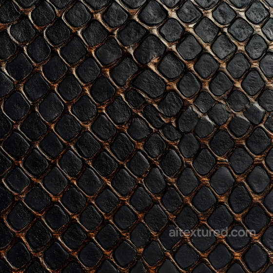 reptilian black scaled skin PBR texture with glossy reptile scale detail Skin texture preview