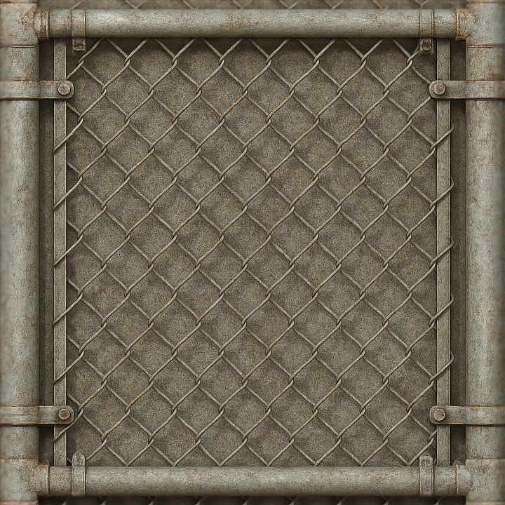 Chain Link Gate With Galvanized Metal And Wire Mesh Corroded M… seamless PBR texture preview