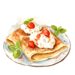 seamless Breakfast Blintzes with Cottage Cheese and Cherry Topping Illustration texture 8k free download PBR