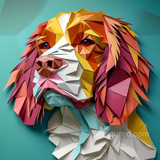Animal - Seamless 3D PBR Texture of Origami Style Clumber Spaniel Dog with Geometric Color Blocks texture preview