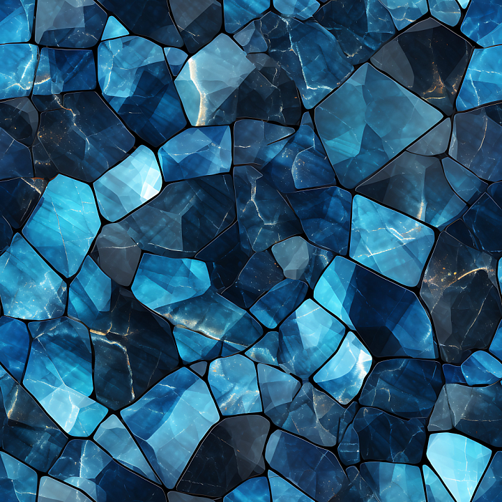 Black and Blue Marble Mosaic with Glossy Polished Stone seamless PBR texture preview