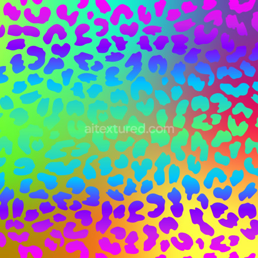 Seamless 3D PBR Leopard Print Fabric Texture in Vibrant Neon Gradient Colors