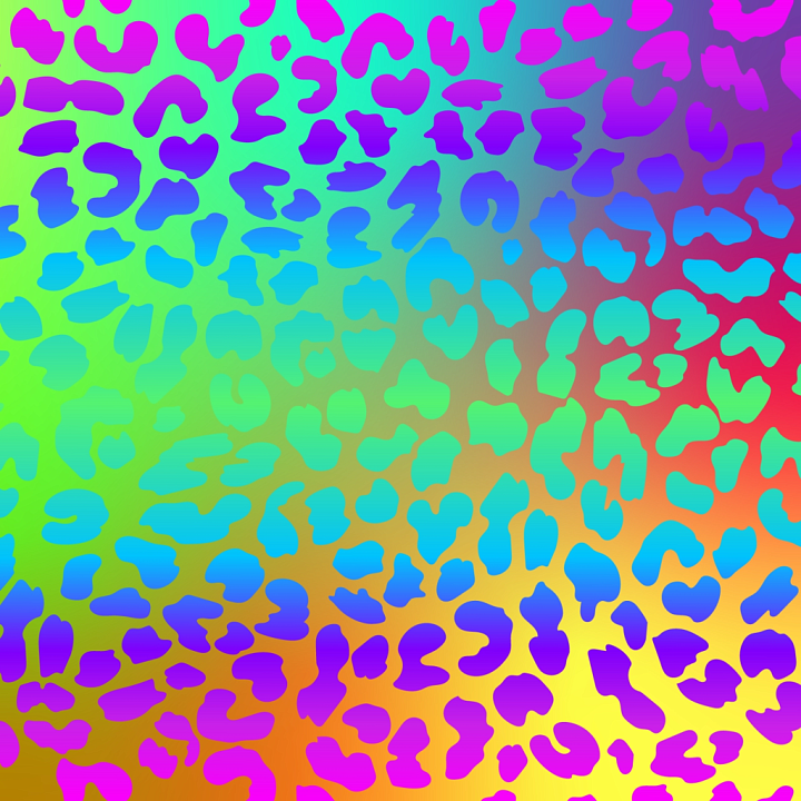 Leopard Print Fabric in Vibrant Neon Gradient Colors seamless PBR texture preview
