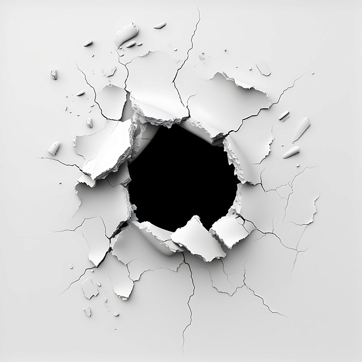 Cracked Plaster Featuring Jagged Torn Holes & Fine Fractures seamless PBR texture preview