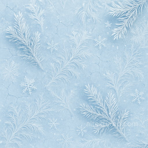 Frosty Blue Cracked Ice Winter Pine Frost Patterns seamless New Year PBR texture