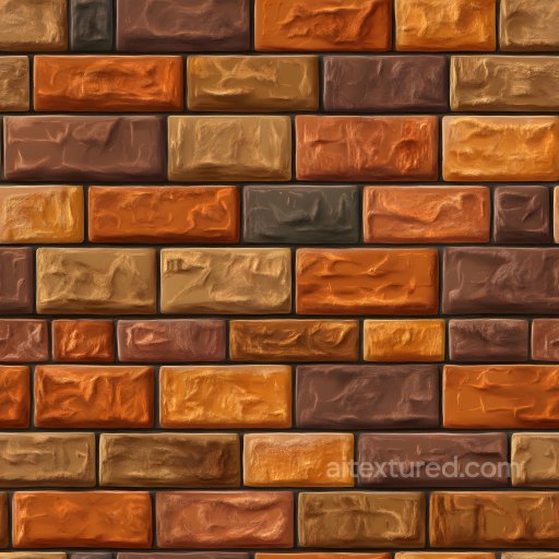 Multicolored Cracked Brick Wall Seamless Texture with Roughened Surfaces seamless Brick PBR texture