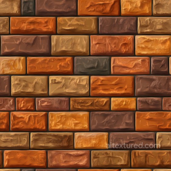 Multicolored Cracked Brick Wall Seamless Texture with Roughened Surfaces Brick texture preview