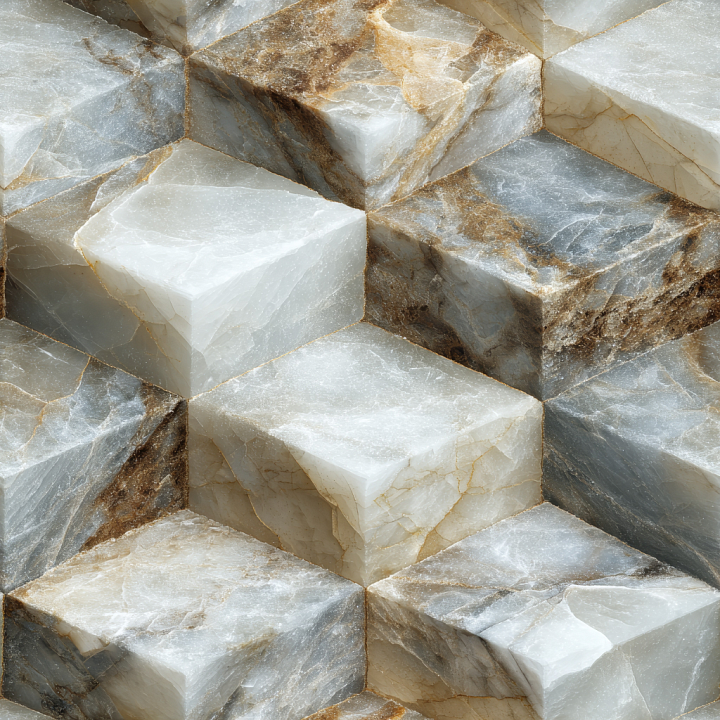 Geometric Marble Stone with Realistic Cubic Pattern seamless PBR texture preview