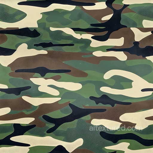Woodland Camouflage PBR Texture with Organic Patch Pattern and Classic Military Colors seamless Color Camouflage PBR texture
